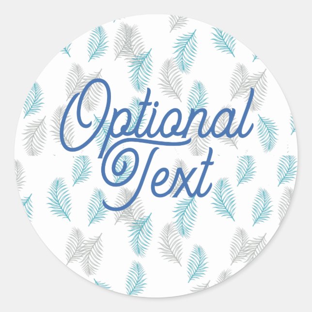 Blue & Grey Leaves Pattern  Classic Round Sticker (Front)