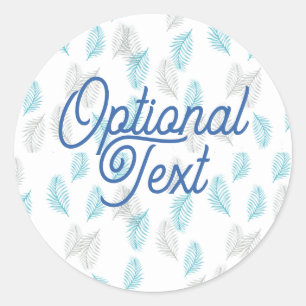 Blue & Grey Leaves Pattern  Classic Round Sticker