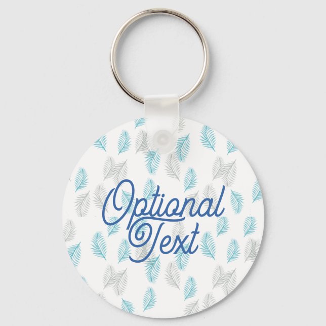 Blue & Grey Leaves Pattern  Keychain (Front)