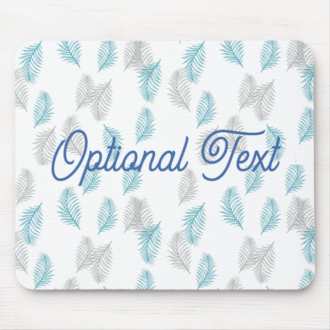 Blue & Grey Leaves Pattern  Mouse Pad (Front)