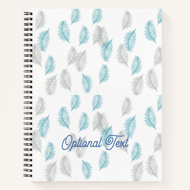 Blue & Grey Leaves Pattern  Notebook (Front)