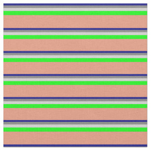 Blue, Grey, Light Grey, Lime & Dark Salmon Coloure Fabric