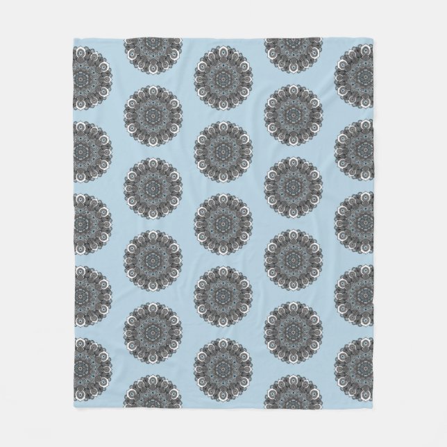 Blue Grey Mandala Blanket (Front)