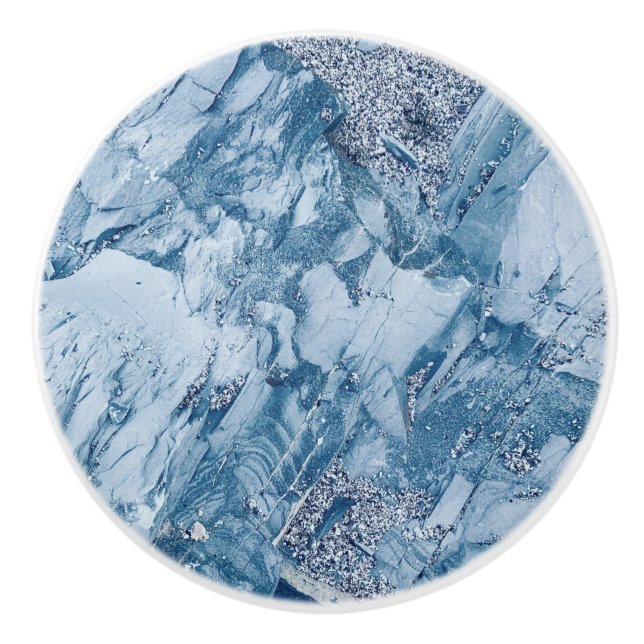 Blue & Grey Marble  Ceramic Knob (Front)