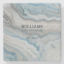 Blue Grey Marble Personalized