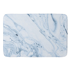 Blue-grey marble swirls background bath mat