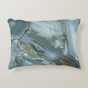 Blue Grey Marble with Gold Vein Accent Pillow