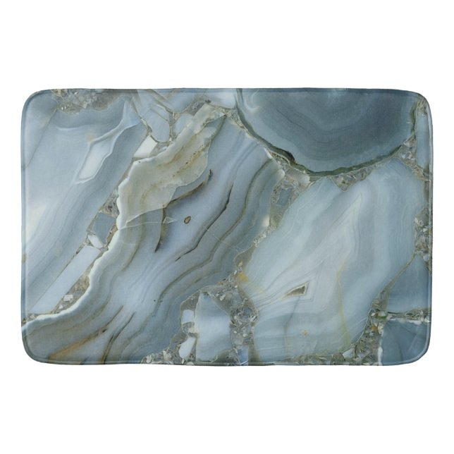 Blue Grey Marble with Gold Vein Bath Mat (Front)