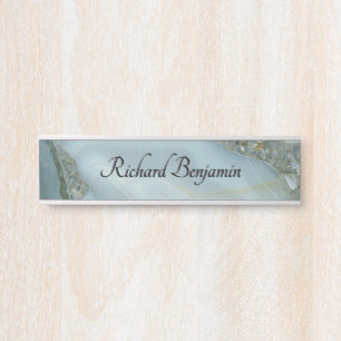 Blue Grey Marble with Gold Vein Black Script Door Sign