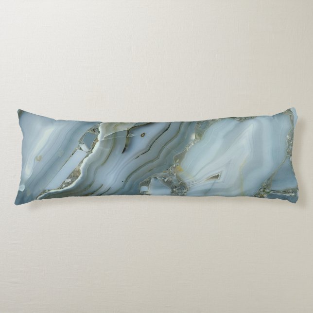 Blue Grey Marble with Gold Vein Body Pillow (Front)