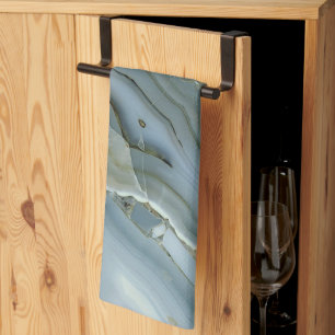 Blue Grey Marble with Gold Vein Kitchen Towel