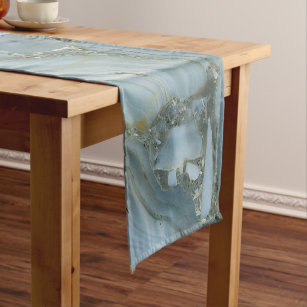 Blue Grey Marble with Gold Vein Medium Table Runner