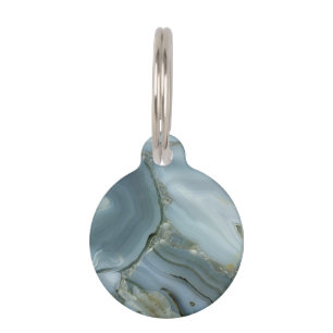 Blue Grey Marble with Gold Vein Name and Contact Pet Tag