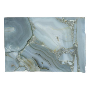 Blue Grey Marble with Gold Vein Pillowcase
