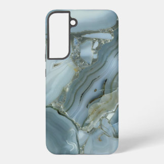Blue Grey Marble with Gold Vein Samsung Galaxy Case