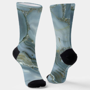 Blue Grey Marble with Gold Vein Socks
