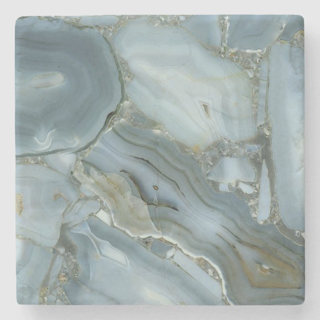 Blue Grey Marble with Gold Vein Stone Coaster (Front)