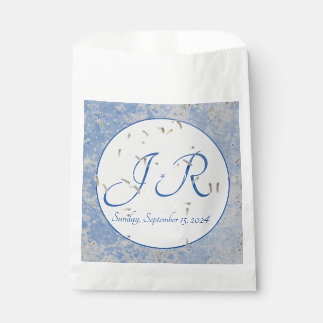 Blue & Grey Marbled Wedding Favour Bags (Front)