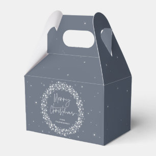 Blue-Grey Merry Christmas Sparkling Lights Favor Box