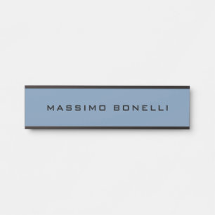 Blue Grey Minimalist Plain Legible Modern Door Sign