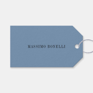 Blue Grey Minimalist Plain Legible Modern Gift Tags