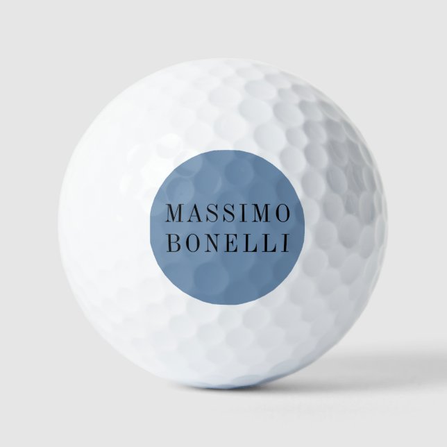 Blue Grey Minimalist Plain Legible Modern Golf Balls (Front)
