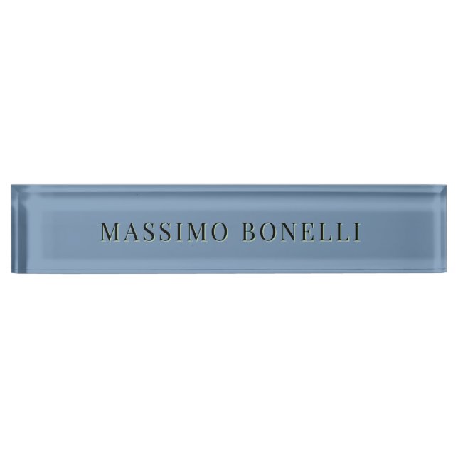 Blue Grey Minimalist Plain Legible Modern Nameplate (Front)
