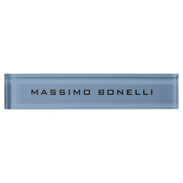 Blue Grey Minimalist Plain Legible Modern Nameplate (Front)