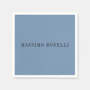Blue Grey Minimalist Plain Legible Modern Napkin