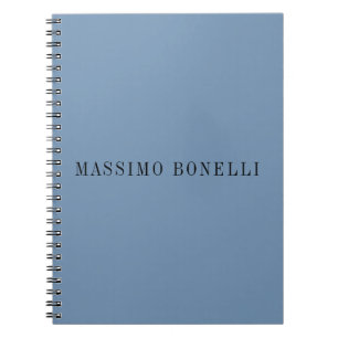 Blue Grey Minimalist Plain Legible Modern Notebook