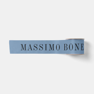 Blue Grey Minimalist Plain Legible Modern Satin Ribbon