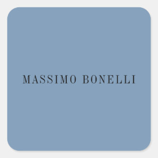 Blue Grey Minimalist Plain Legible Modern Square Sticker