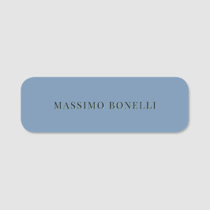 Blue Grey Minimalist Plain Modern Name Tag