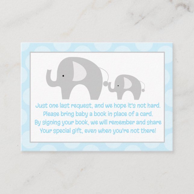 Blue/Grey Mod Elephant Enclosure Book Request Card (Front)