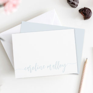 Blue Grey Modern Scripted Name Personalized Card
