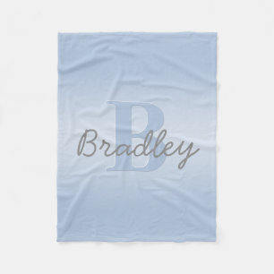Blue & Grey Monogram Editable Colour Combination Fleece Blanket