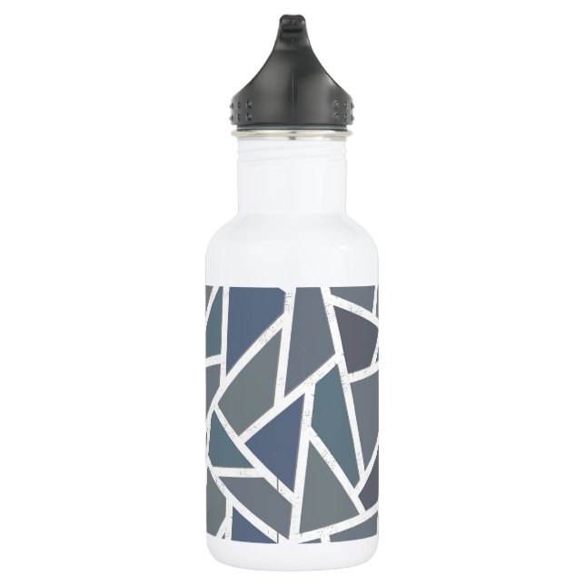 Blue-grey mosaic pattern 532 ml water bottle (Right)