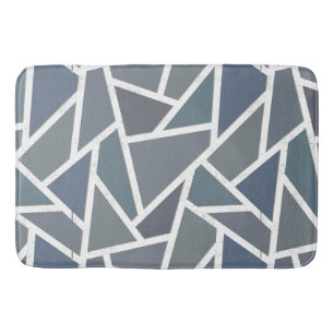 Blue-grey mosaic pattern bath mat