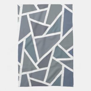 Blue-grey mosaic pattern kitchen towel