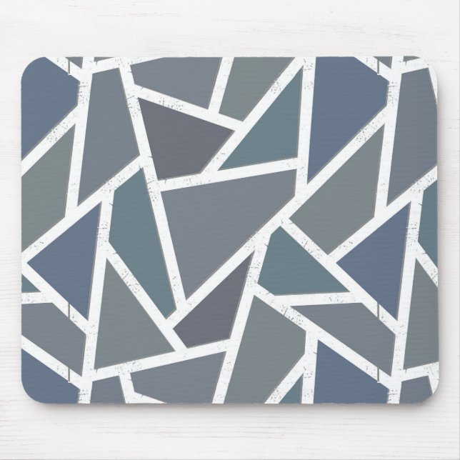 Blue-grey mosaic pattern mouse pad (Front)