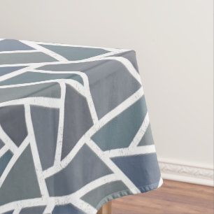 Blue-grey mosaic pattern tablecloth