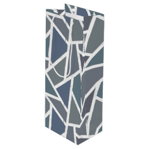 Blue-grey mosaic pattern wine gift bag