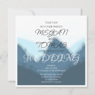 Blue & Grey Mountains Elegant Wedding Invitation