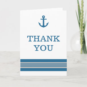 Blue Grey Nautical Anchor Thank You Card