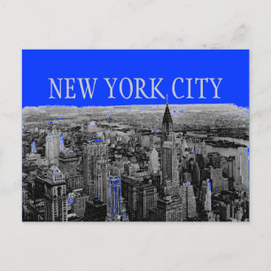 Blue Grey New York City Pop Art Postcards