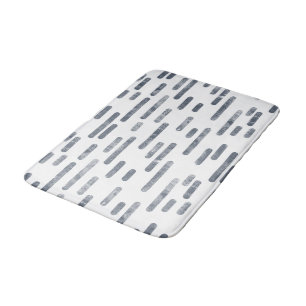 Blue Grey on White Rounded Lines Pattern Bath Mat