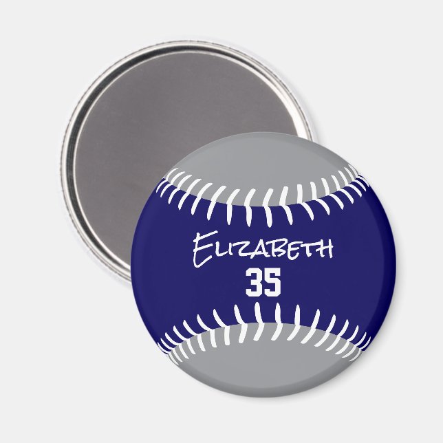 blue grey or ANY team colours softball baseball Magnet (Front/Back)