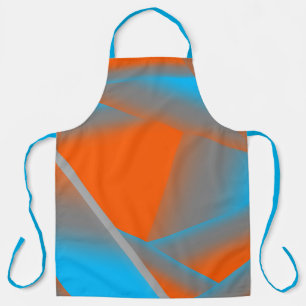 Blue Grey Orange Ombre Geometric Abstract Art Apron