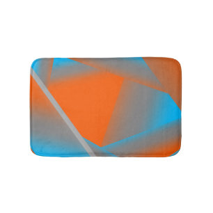Blue Grey Orange Ombre Geometric Abstract Art Bath Mat