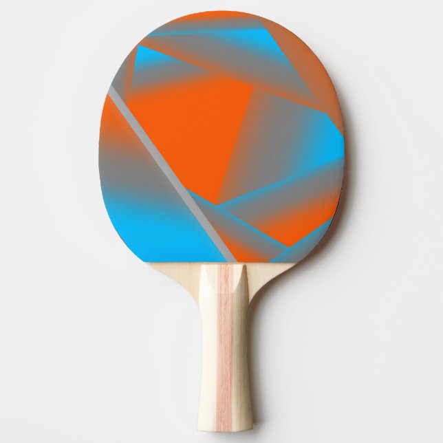 Blue Grey Orange Ombre Geometric Abstract Art Ping Pong Paddle (Front)